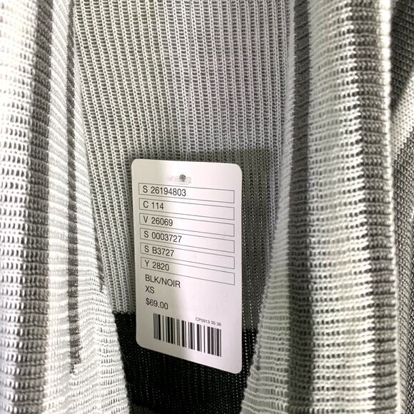 Staring At Stars Cardigan Sweater Womens XS Gray Black Striped Waterfall Front - Picture 8 of 10